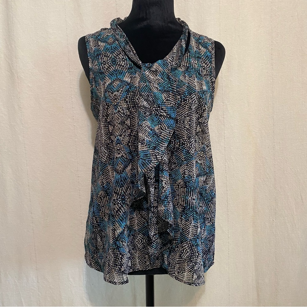 Forever 21 Blue Sleeveless Tie Front Blouse